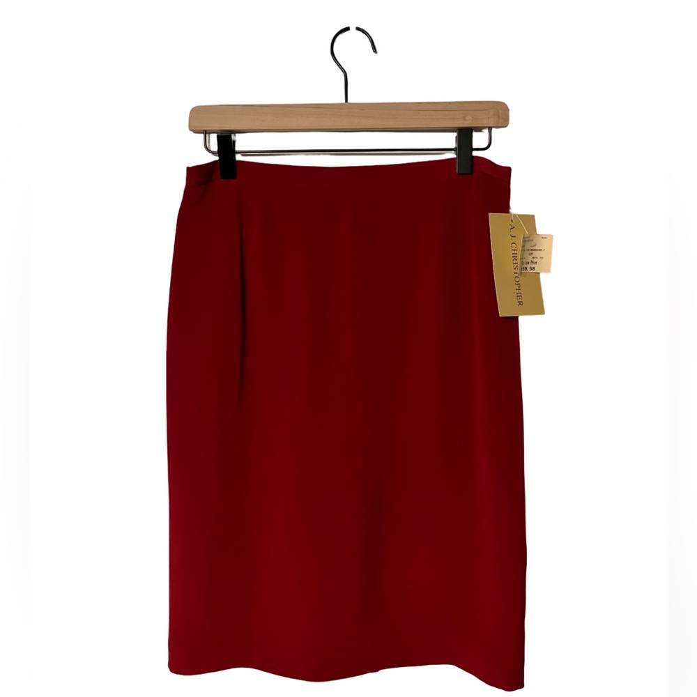 NWT Vintage Designer 100% Silk A.J. Christopher Red Knee-Length Skirt - Size 12